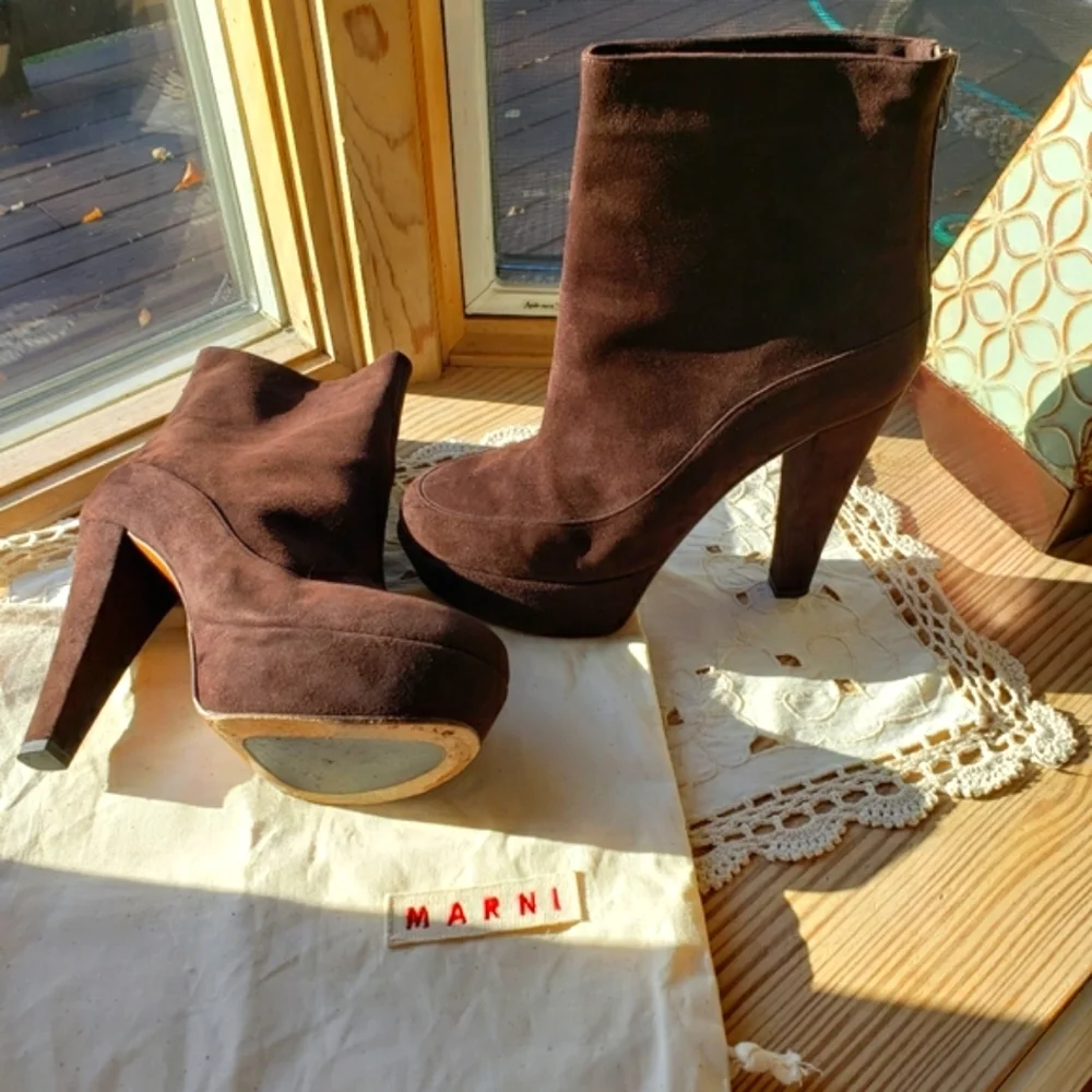 Marni HL Ankle Suede Leather Boots Style:#STMS616G12 EURO 40 US 9-9.5 - Picture 3 of 13